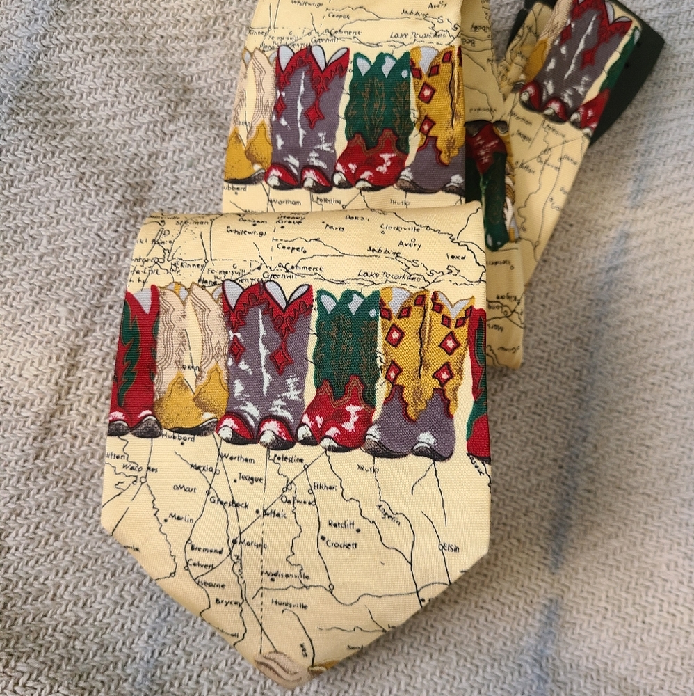Roundtree Yorke Silk Tie Texas Map Made in USA